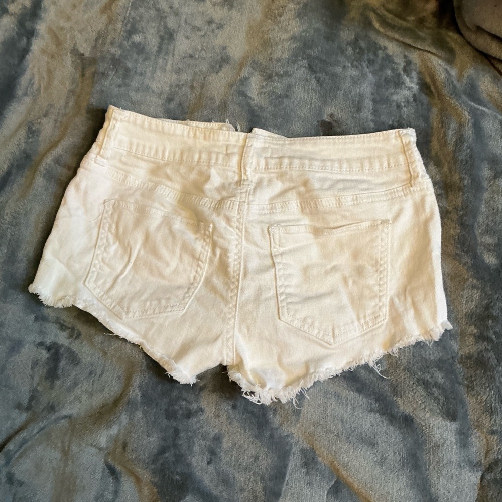 Altar'd State Cream Jean Shorts with Frayed Hem - Picture 5 of 5